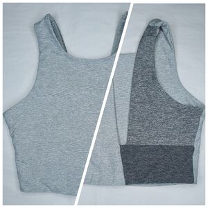 Outdoor Voices Venus Crop Top Bra XS Gray Marled Stretch Vback